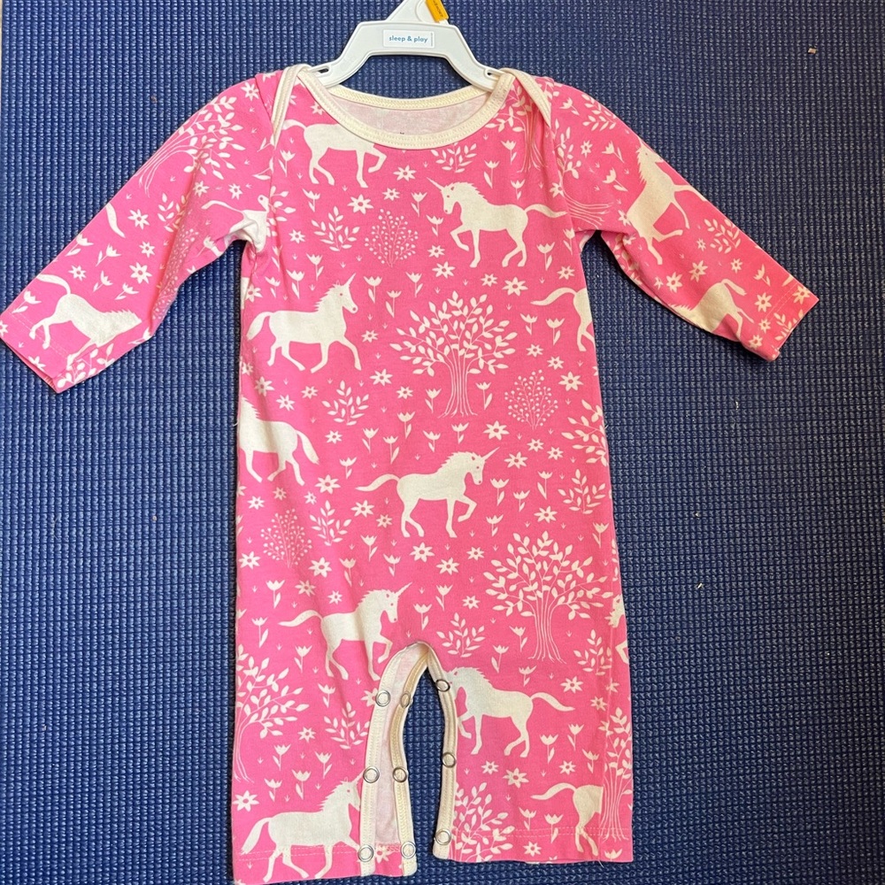 Pink Unicorn Print Kids Bodysuit